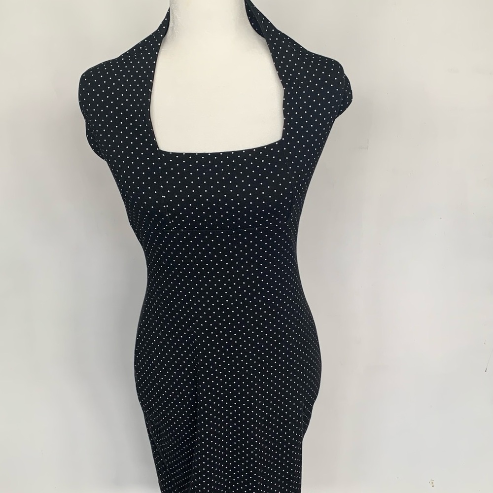 Vintage Forenza Black & White Polka Dot Halter Dress – Retro Pin-Up Style